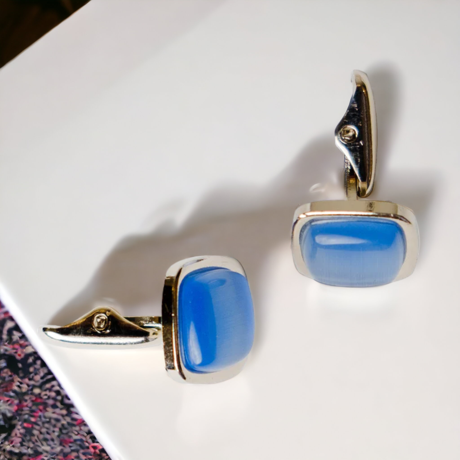 Chokore Squircle Cufflinks with Stone (Light Blue)