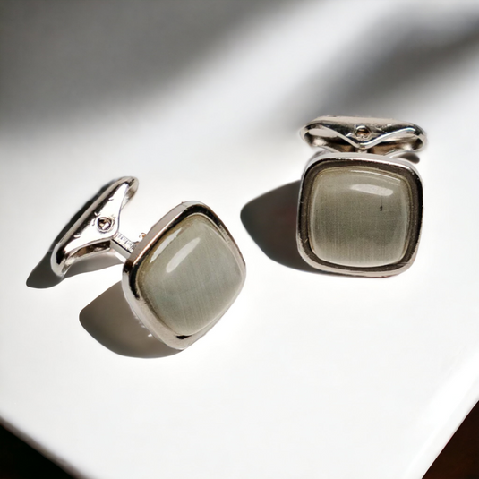 Chokore Squircle Cufflinks with Stone (Light Gray)