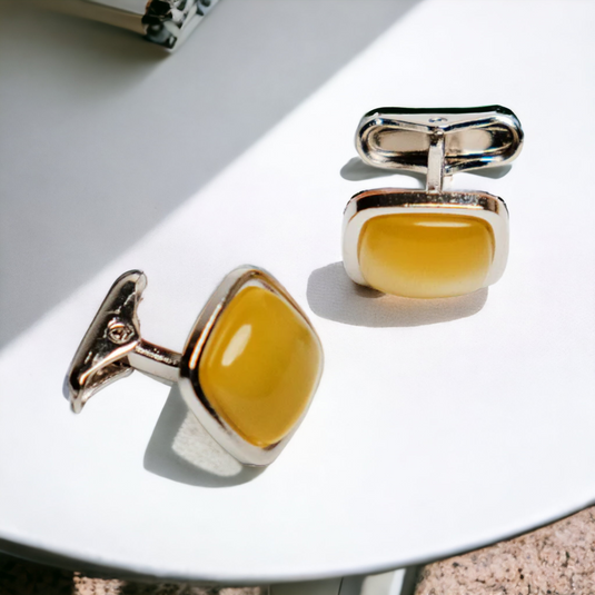 Chokore Squircle Cufflinks with Stone (Yellow)