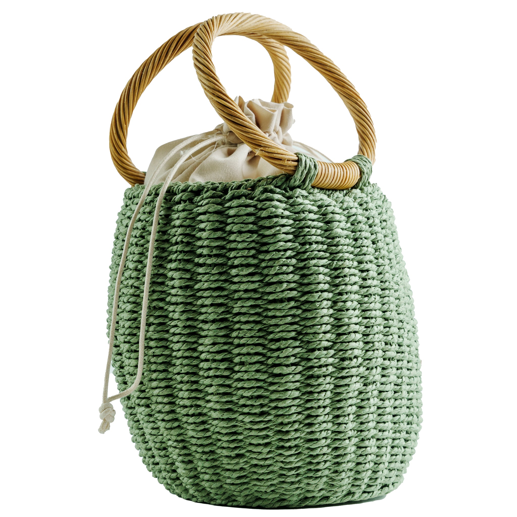 Chokore Straw Pot-shaped Bag (Green)