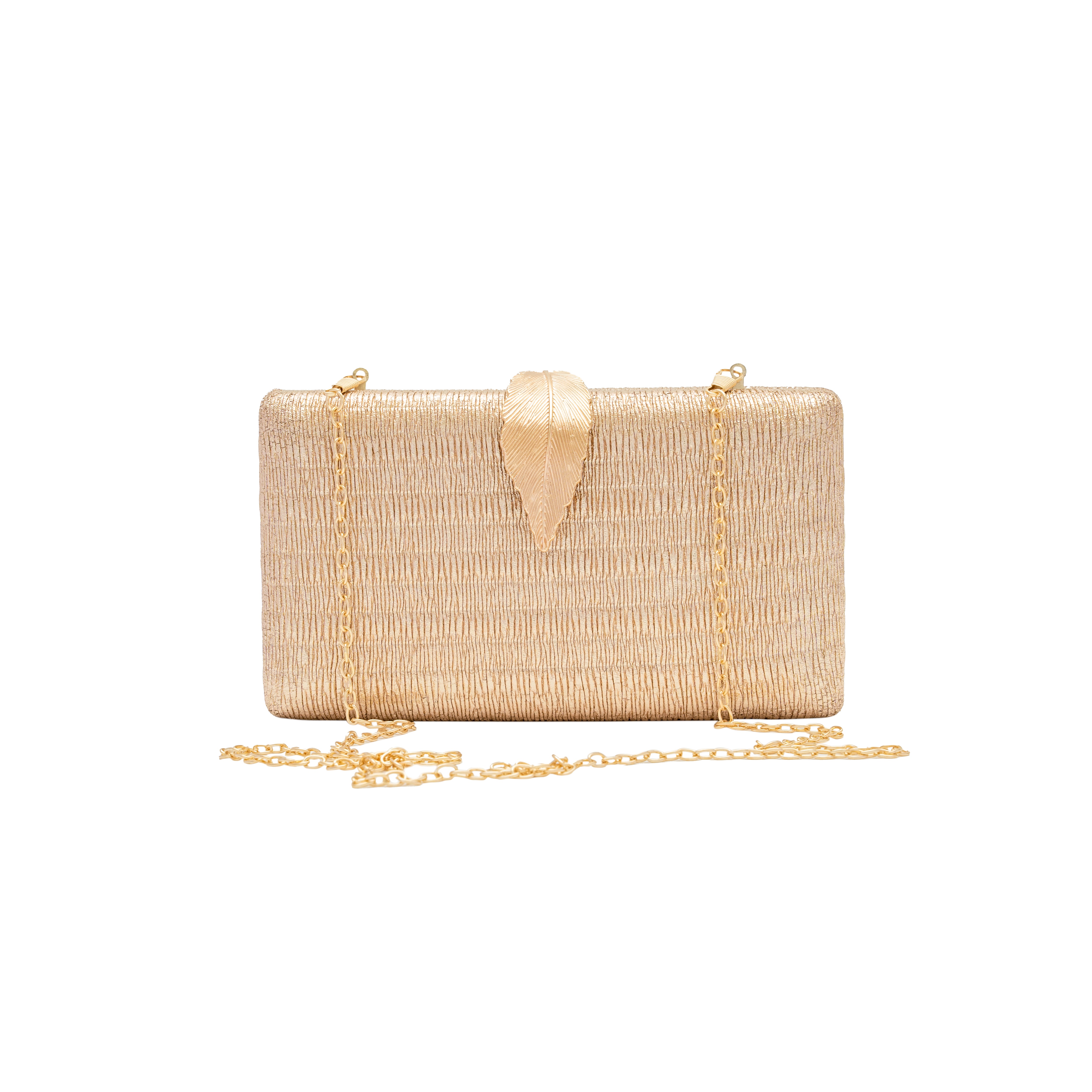 chokore Chokore Shimmery Leaf Clutch/Handbag (Champagne)