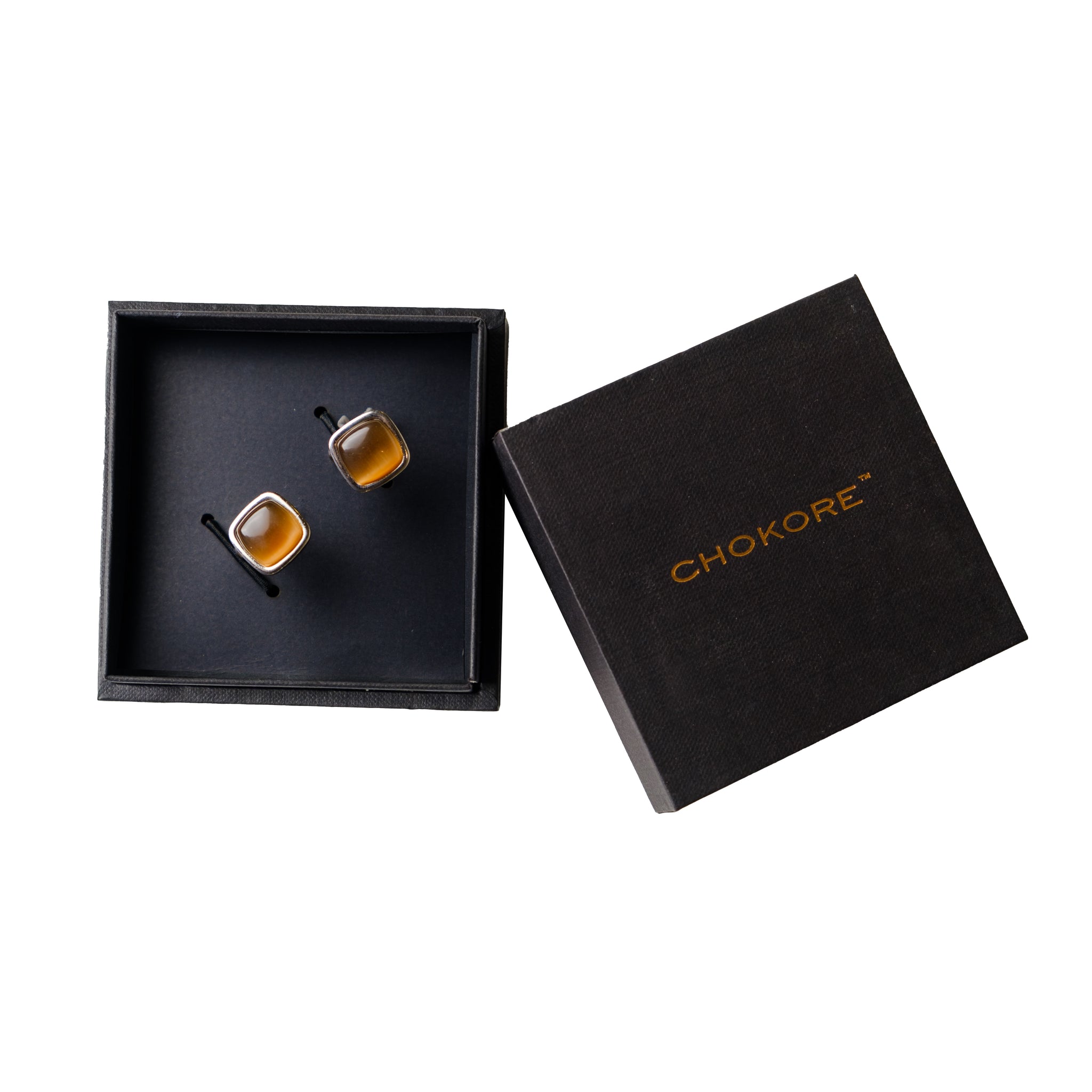 Chokore Squircle Cufflinks with Stone (Brown)