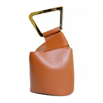 Chokore Chokore Round Leather Handbag (Black) Chokore Wrist Bag with Golden Handle