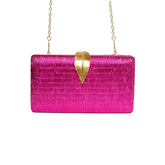 Chokore Chokore Shimmery Leaf Clutch/Handbag (Pink) 