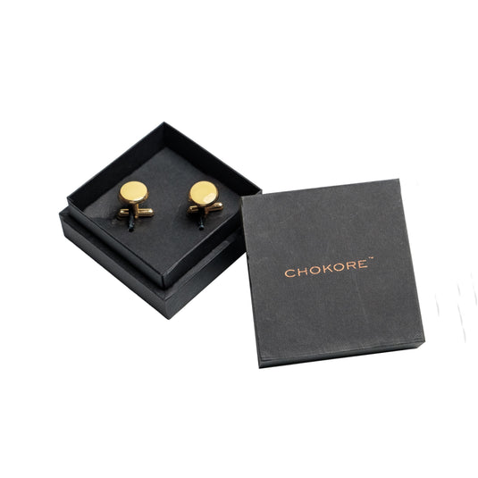 Chokore Round Gold Cufflinks (Yellow)