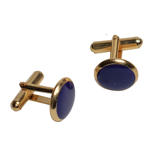 Chokore Round Gold Cufflinks (Blue)