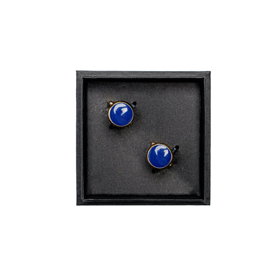 Chokore Round Gold Cufflinks (Indigo)