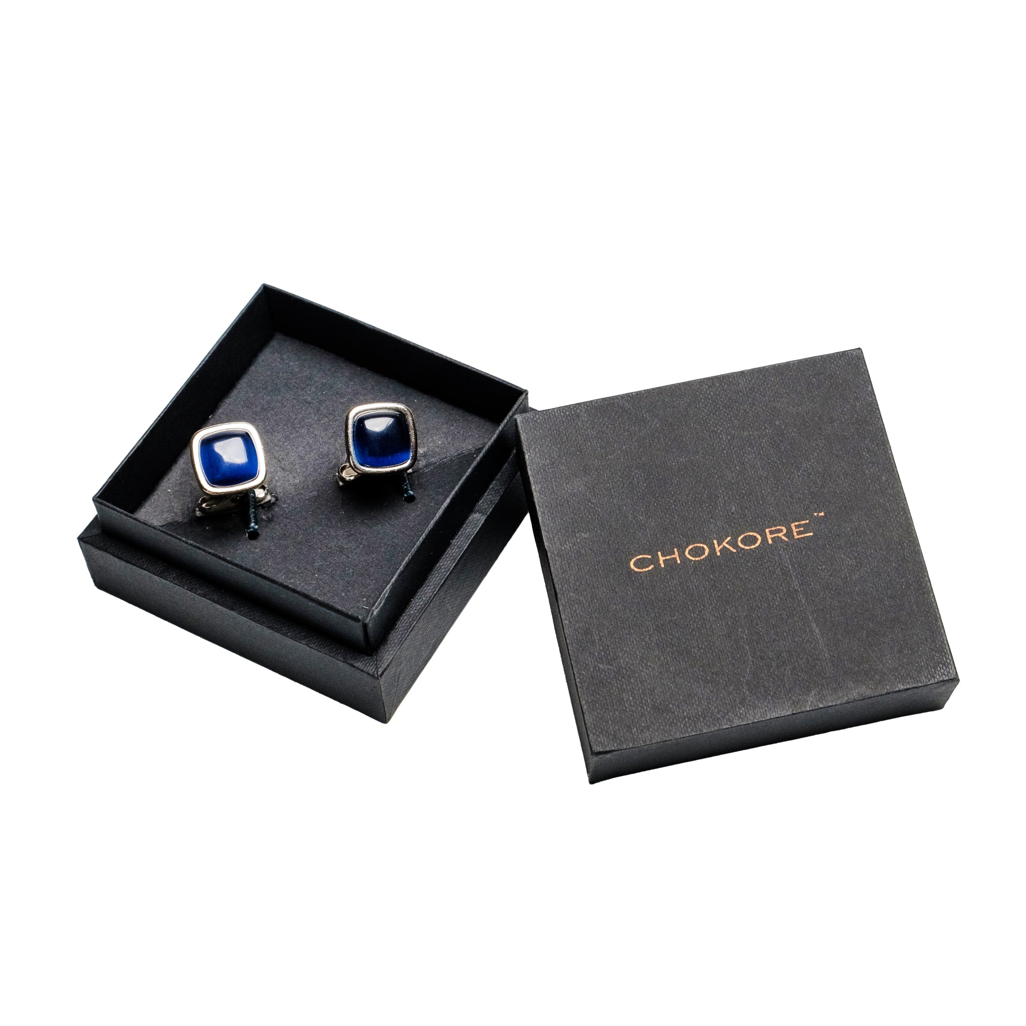 Chokore Squircle Cufflinks with Stone (Dark Blue)