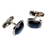 Chokore Chokore Special 4-in-1 Gift Set for Him (Pocket Square, Necktie, Sunglasses, & Perfume Combo) Chokore Squircle Cufflinks with Stone (Dark Blue)