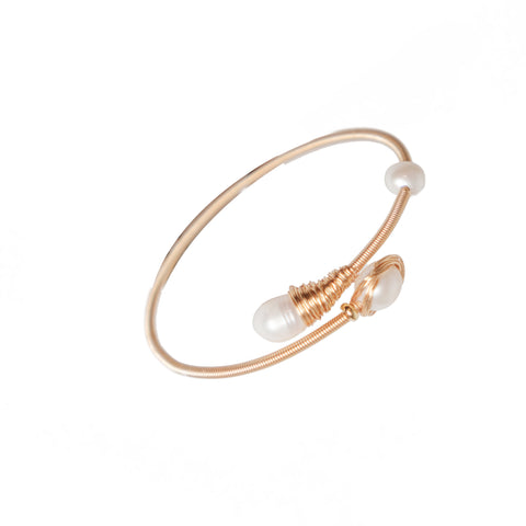 Chokore Freshwater Pearl Bangle Bracelet with Wire detailing - Chokore Freshwater Pearl Bangle Bracelet with Wire detailing