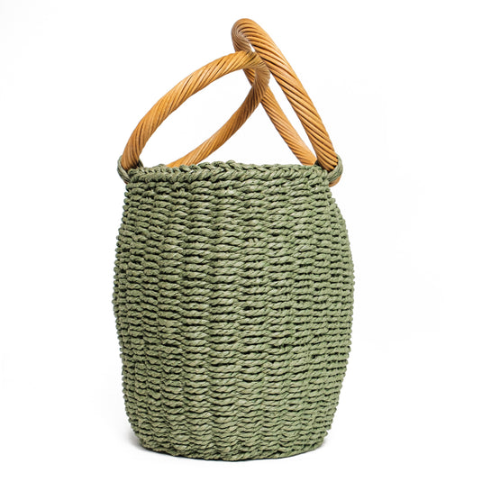 Chokore Chokore Straw Pot-shaped Bag (Green) 