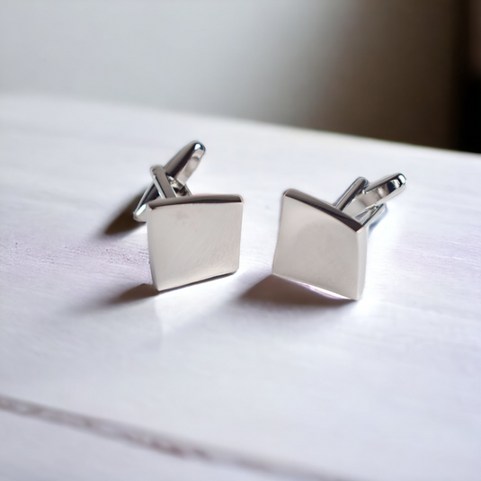 Classic Square Silver Brass Cufflinks – Office & Formal Wear