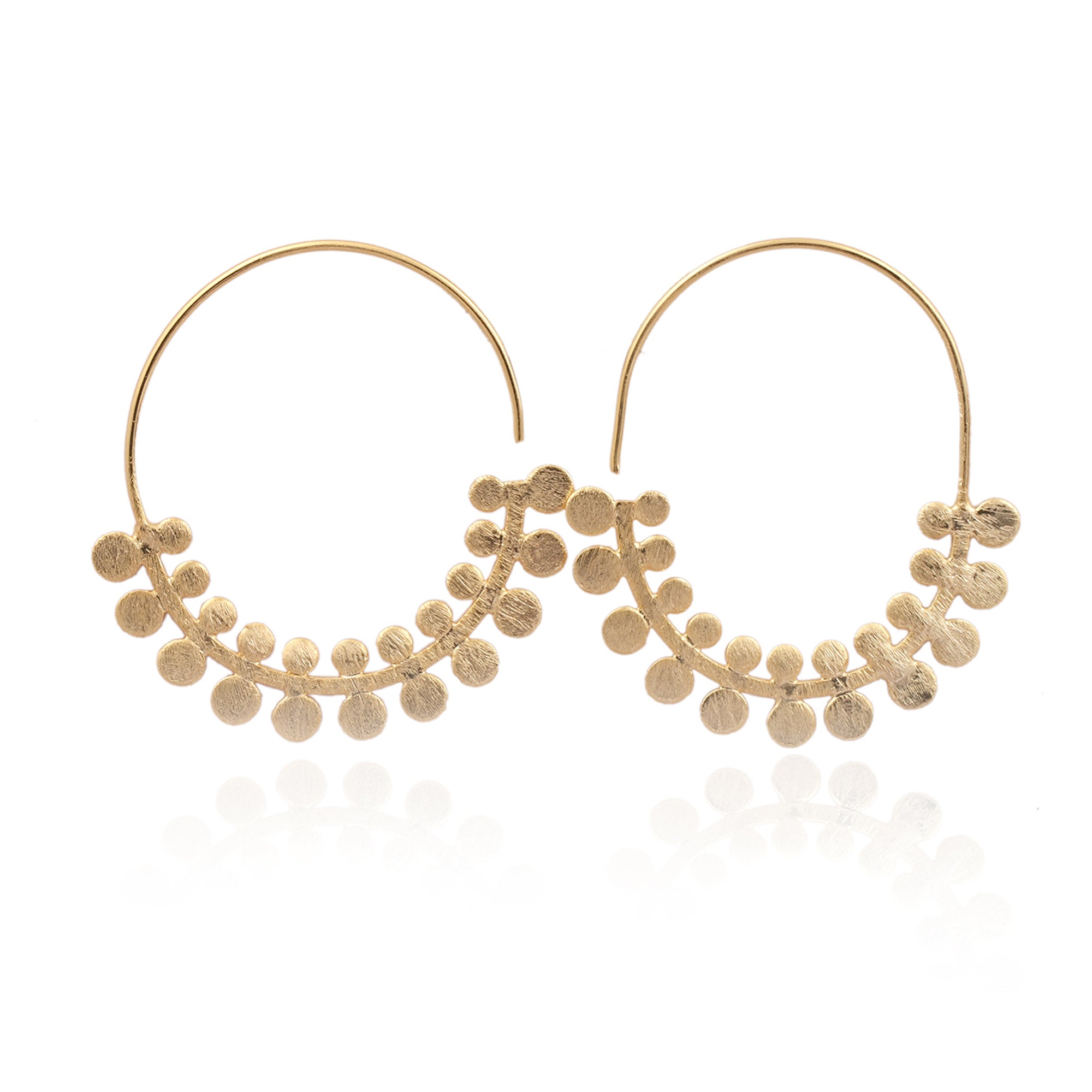 Textured Hoops with Filigree, Gold plated. Handmade
