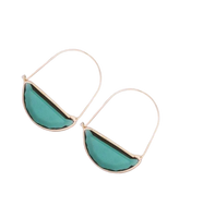 Chokore Hoops with turquoise blue glass droplets. Gold tone.