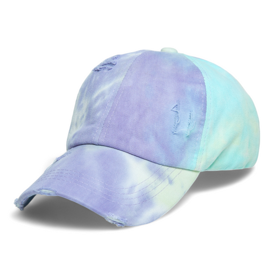 Chokore Distressed Tie-Dye Baseball Cap (Lavender & Blue)