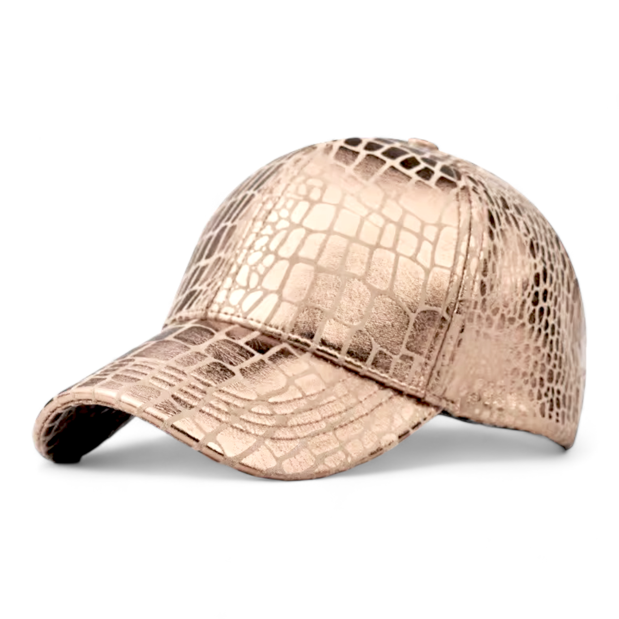 Chokore Crocodile Skin Print Leather Baseball Cap (Gold)