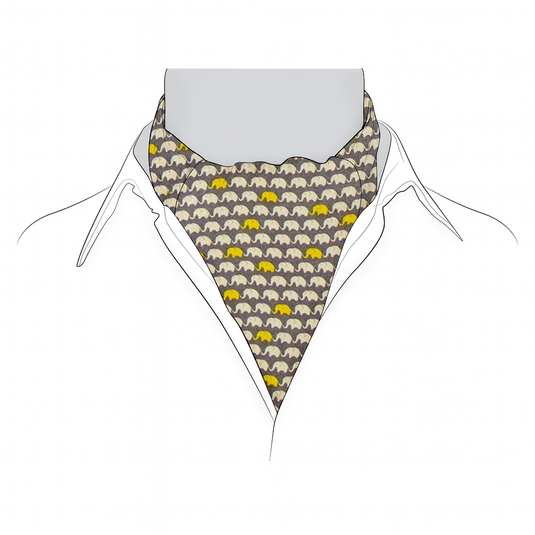 Chokore Grey & White Elephant Silk Reversible Cravat