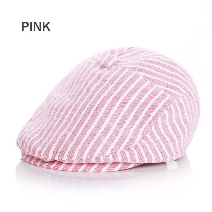 Chokore Striped Cotton Ivy Cap for Kids (Pink)