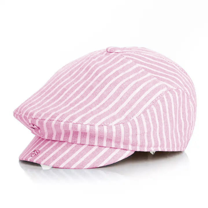 Chokore Striped Cotton Ivy Cap for Kids (Pink)