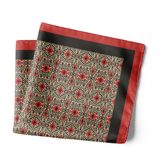 Chokore Black & Red Silk Pocket Square - Indian at Heart Range