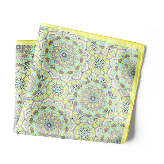 Chokore Lemon and Sea Green Pocket Square - Indian at Heart line