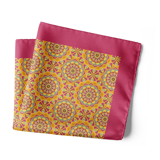 Chokore Fuschia and Orange Pocket Square - Indian at Heart line