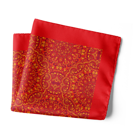 Chokore Red & Orange Silk Pocket Square from Indian at Heart collection - Chokore Red & Orange Silk Pocket Square from Indian at Heart collection