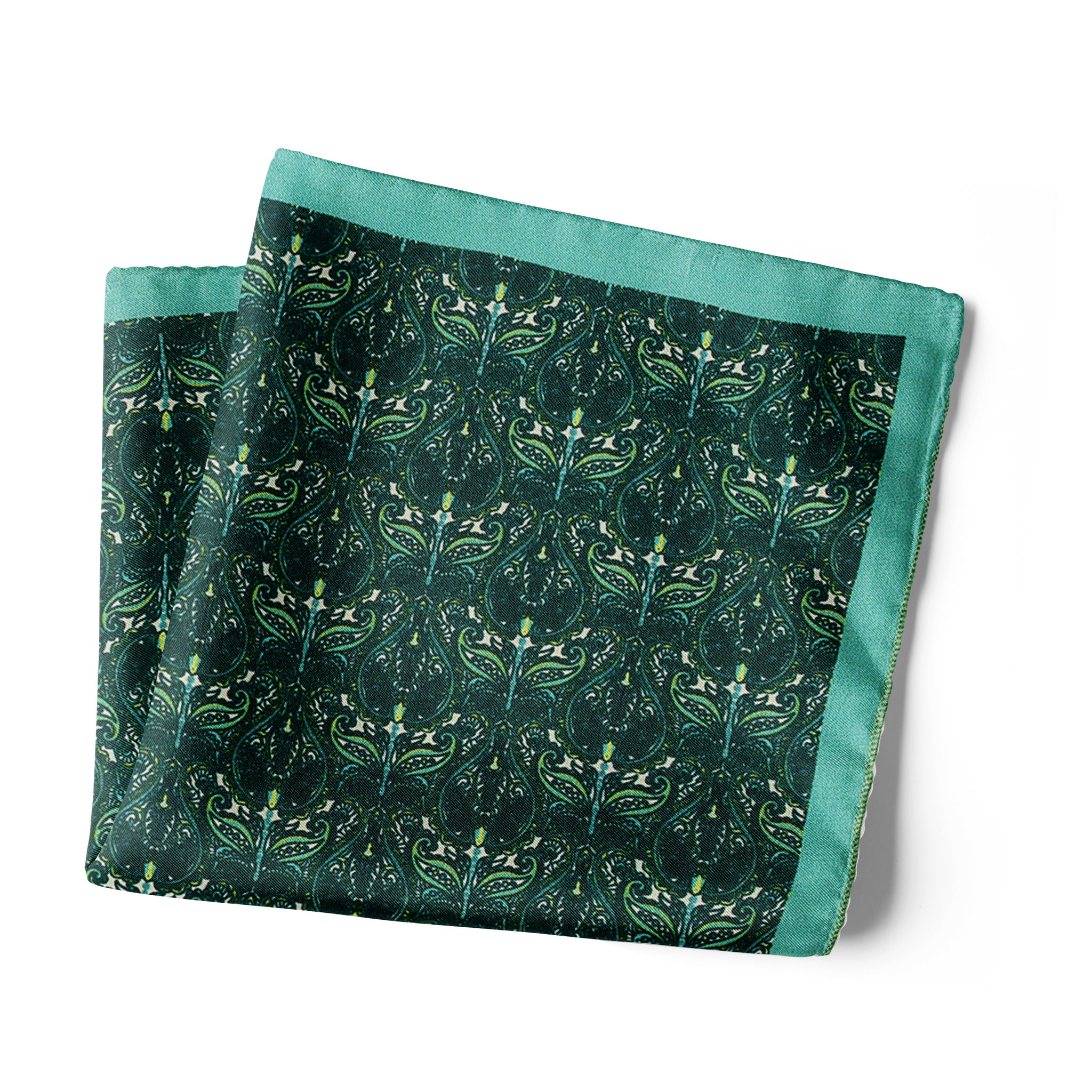 Chokore Light Sea Green Silk Pocket Square - Indian At Heart line