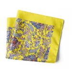 Chokore La Piscine - Necktie Chokore Yellow & Blue Silk Pocket Square - Indian At Heart line