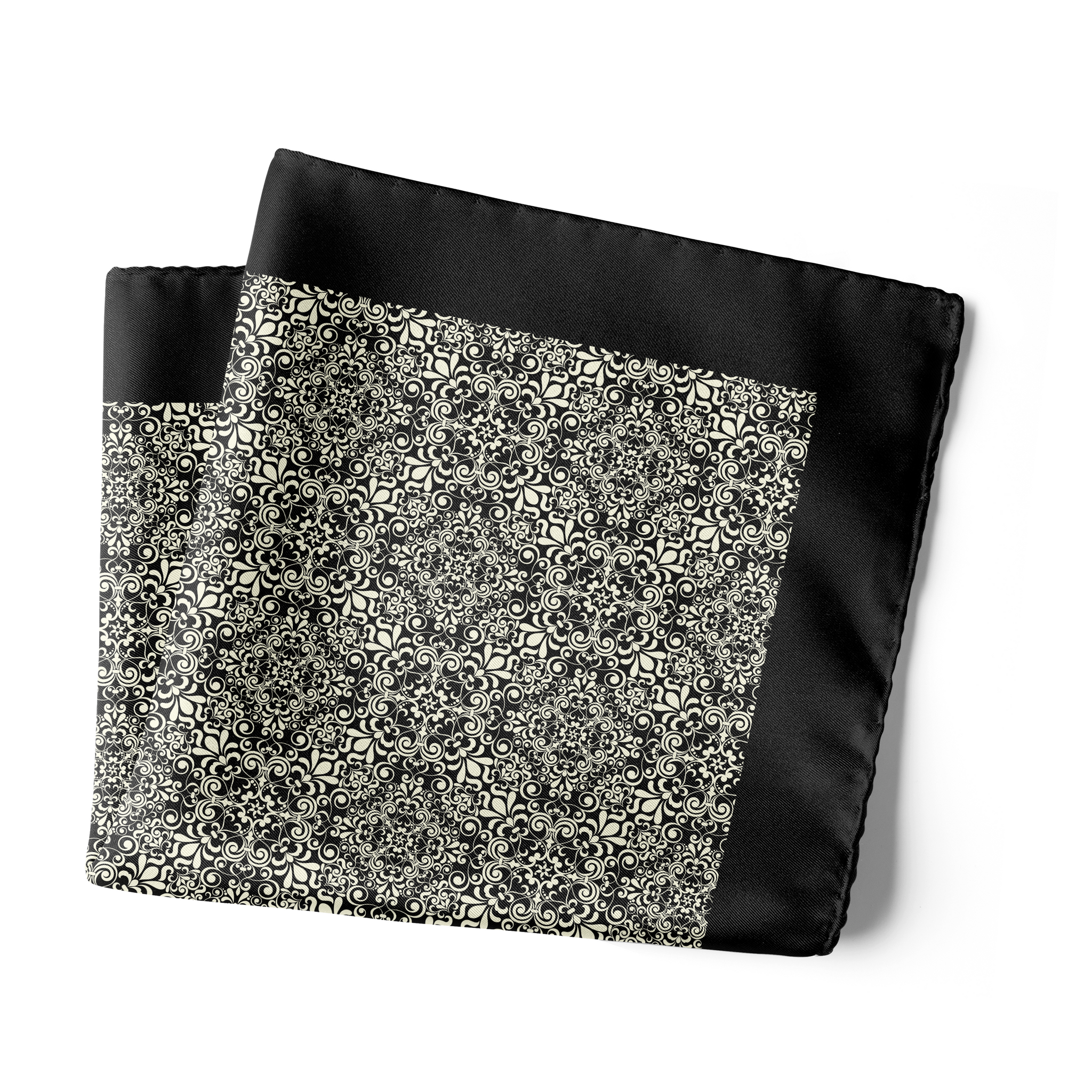 Chokore Black and White Silk Pocket Square -Indian At Heart line