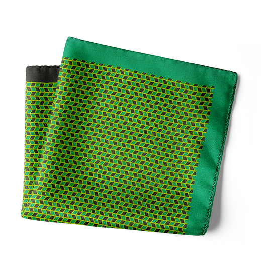 Chokore Green & Black Silk Pocket Square - Indian At Heart line