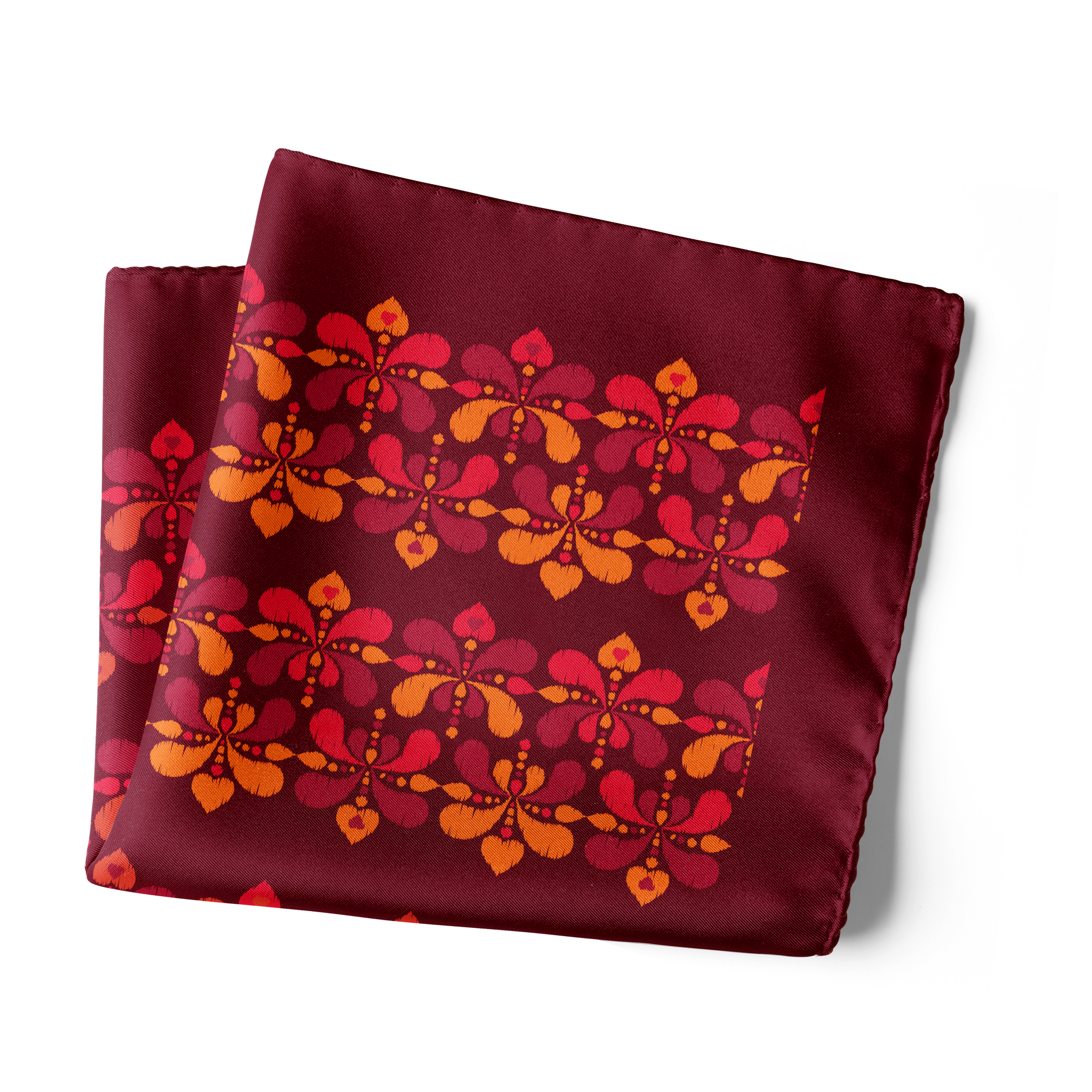 Chokore Burgundy Silk Pocket Square -Indian At Heart line