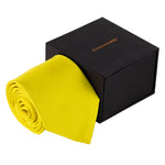 Chokore Chokore Orange and Grey Silk Pocket Square - Squared line Chokore Yellow Silk Tie - Solids line