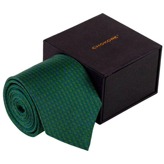 Chokore Green Silk Necktie - Indian at Heart Collection