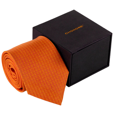 Chokore Orange Silk Tie - Indian at Heart range - Chokore Orange Silk Tie - Indian at Heart range