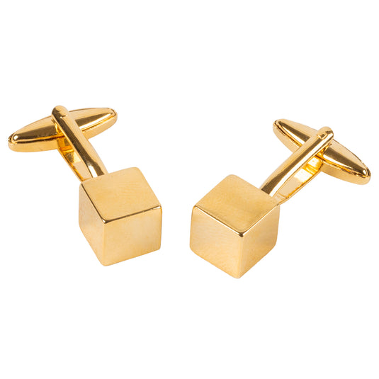 Gold Cube Cufflinks – Minimalist Power Statement
