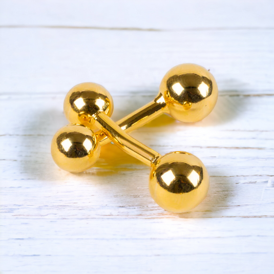 Gold Dumbbell Cufflinks – Modern Sculptural Appeal