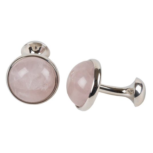 Rose Quartz Round Cufflinks – Soft Touch of Elegance