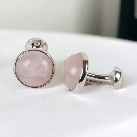 Chokore Silver and Pink Stone Cufflinks - Chokore Silver and Pink Stone Cufflinks