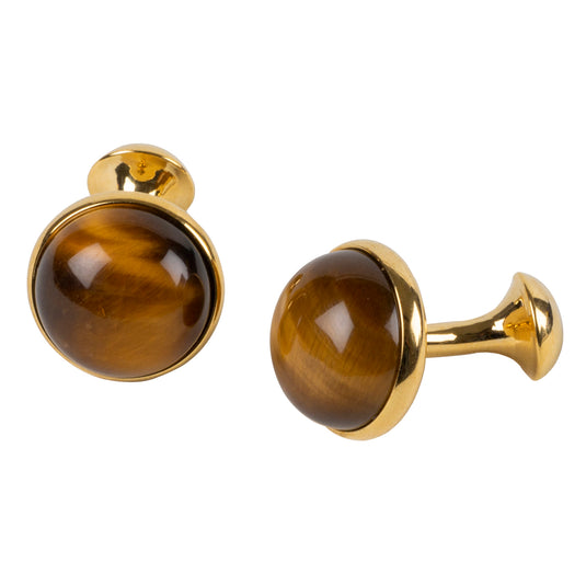 Tiger Eye Round Cufflinks – Earthy Luxury Accent