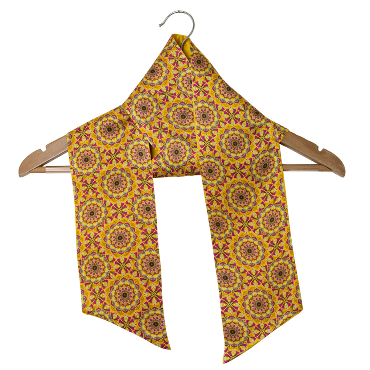 Printed Yellow Silk Stole for Women