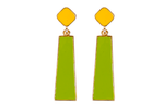 Chokore  Green & Orange Enamel Drop Earring, Gold tone