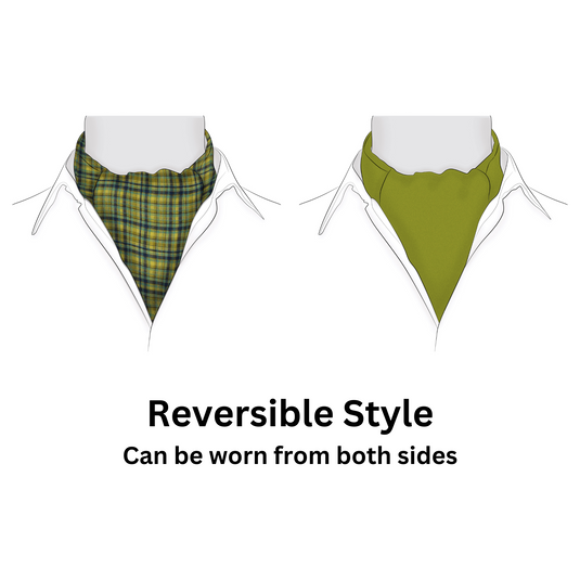 Chokore Green & Blue Checks Silk Reversible Cravat