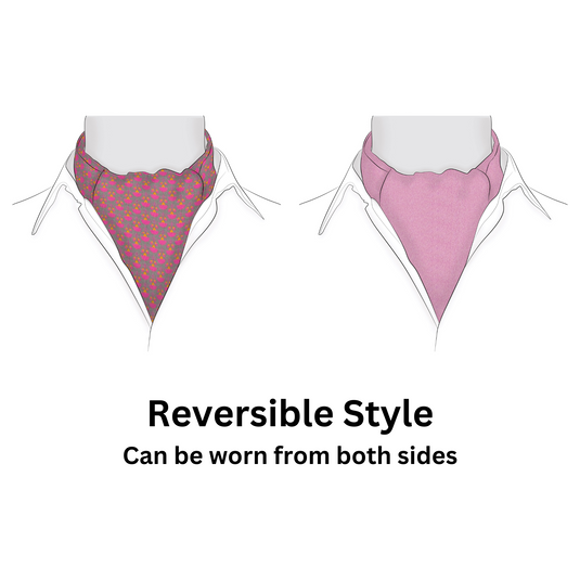 Chokore Grey & Pink Floral Silk Reversible Cravat