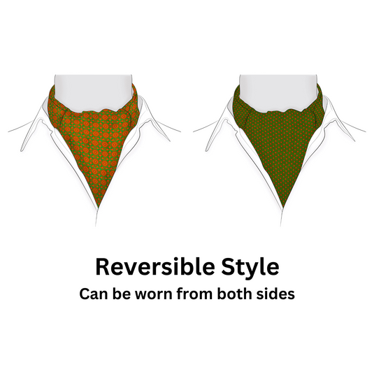 Chokore Red & Green Silk Reversible Cravat