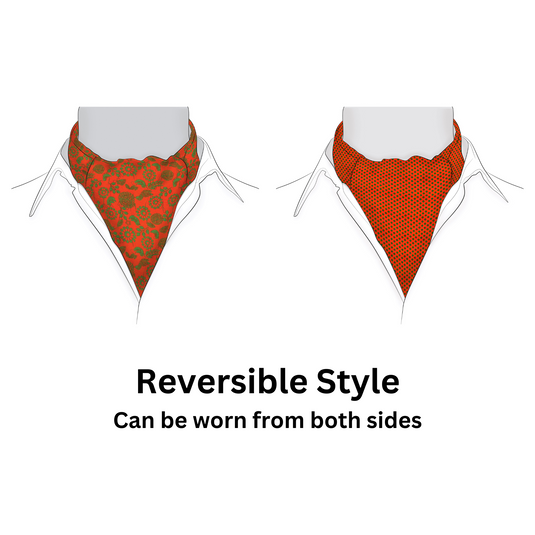 Chokore Red & Green Silk Birds Reversible Cravat