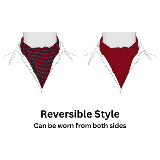 Chokore Red and Grey Silk  Reversible Cravat