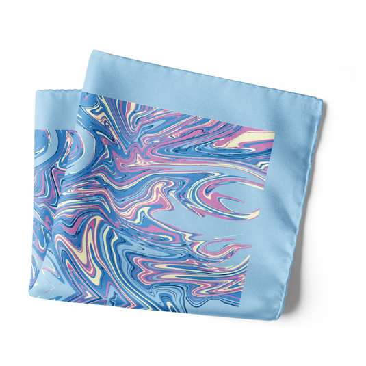 Chokore Light Blue Silk Pocket Square - Marble Collection