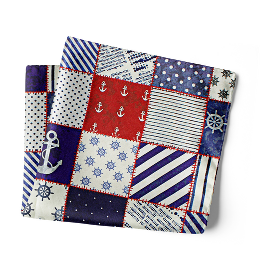 Chokore Blue & Red Pocket Square Marine Line