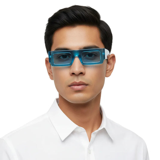 Chokore Thick Frame Rectangle Sunglasses (Blue)